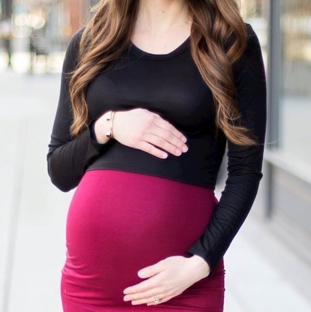 Sexy Mama Maternity Over the Belly Skirt in Wine